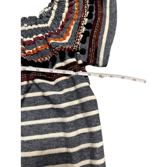 THML Mara Off (or On) The Shoulder Knit Top Size Large Blue and White - Picture 6 of 7